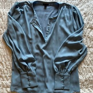 Ann Taylor baby blue mixed-media blouse